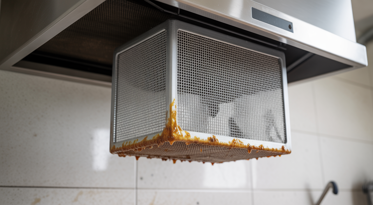 Expert technician inspecting a kitchen exhaust hood for repair