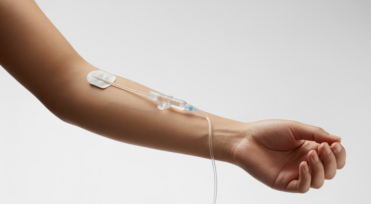 IV drip is running during the treatment