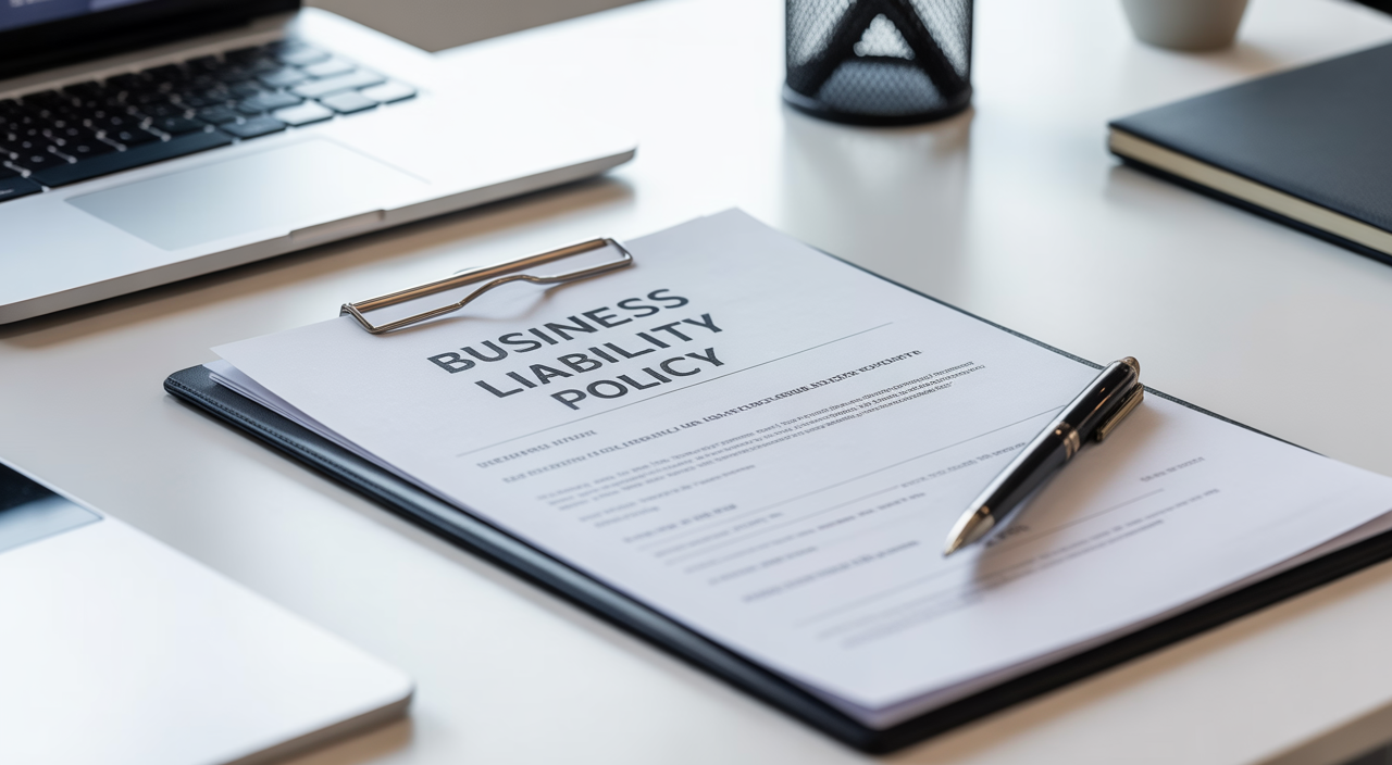 Illinois business owner reviewing a business liability insurance policy with an insurance advisor