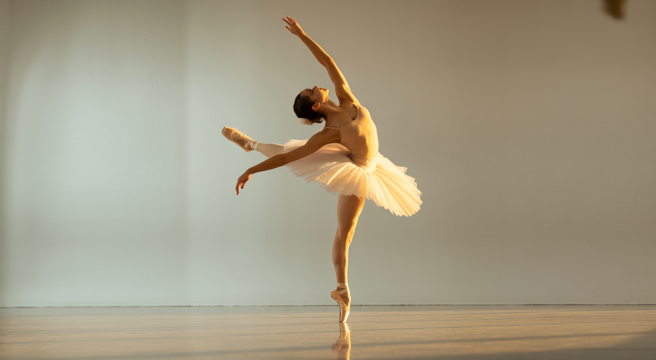 Professional ballet dancer in an arabesque pose, symbolizing dance education and studios in Toronto.